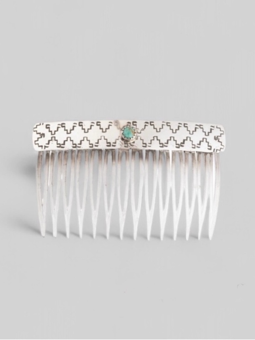 🤍 {PRICE FIRM} DDR Hair Comb, Sterling Silver & Turquoise
